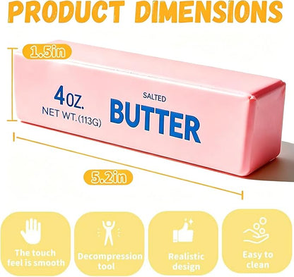 2026 Upgraded Slow Rebound Butter Squeeze Stress Balls, Soft Butter Stick Squishies Toy, Slow Rising Sensory Fidget Toy for Stress Relief & Calming（Pink）