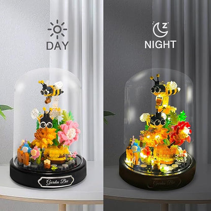 Topdear Flower Bouquet Building Set with LED String Light, Bee Flowers Botanical Collection, 588 Pcs Mini Bricks Building Blocks Toy for Boys Girls, Adults, Gift for Birthday, Christmas, Mother's Day