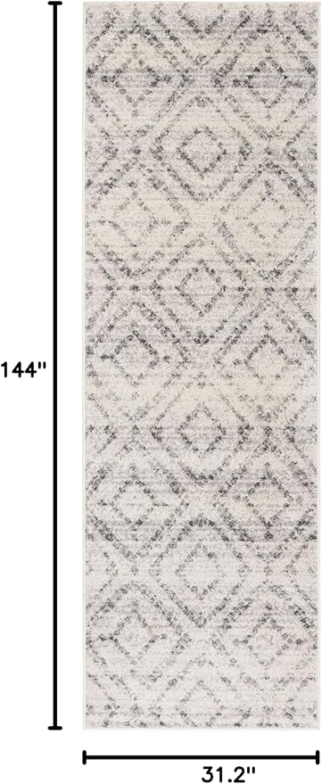 SAFAVIEH Adirondack Collection Runner Rug - 2'6" x 12', Light Grey & Grey, Modern Diamond Distressed Design, Non-Shedding & Easy Care, Ideal for High Traffic Areas in Living Room, Bedroom (ADR131C)