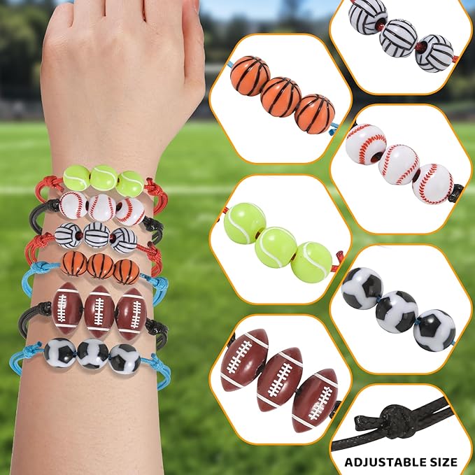 Valentines Day Cards for Kids, 24 Pack Adjustable Sports Charm Bracelets with Valentines Day Cards for Valentine School Party Favors for Kids Boys Girls, Kids Exchange Valentines Day Gifts