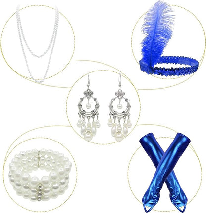 1920's Sequins Flapper Dress Children's Day Gift Party Halloween Costumes for Girls Accessories Set