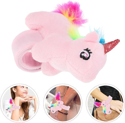 Animal Slap Bracelet Unicorn Slap Bracelet Plush Stuffed Animal Hugger Snap Wrist Band for Kids Birthday Party