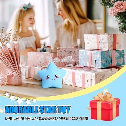 Star Squishy Toys for Kids and Adults, Smile Star Squishies Stress Balls for Stress Relief, Squeeze Toys, Sensory Fidget Toys for Classroom and School Gift , Cute Stretchy Dough Squishy Ball (Blue)
