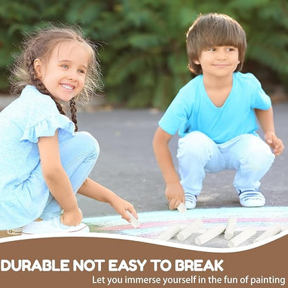 Fulmoon 40 Pcs Jumbo Sidewalk Chalk for Kids Outdoor Art Non Toxic Large Washable Street Chalk for Adults Drawing Painting Graffiti Classroom(White,Round Style)