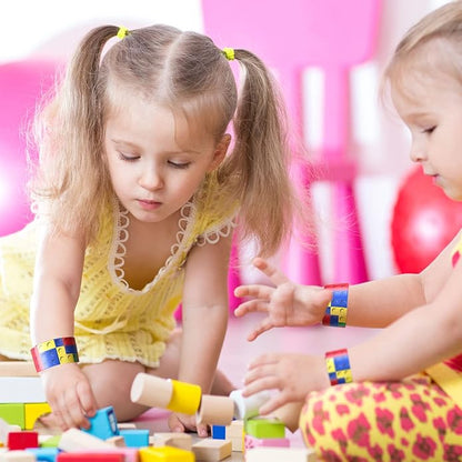 Color Brick Party Favors Kids Slap Bracelet Building Block Snap Bracelets Party Supplies for Boys Girls Party Birthday Stuffing