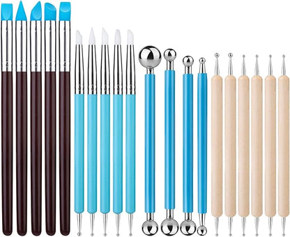 20Pcs Clay Sculpting Tools Kit, Ceramic Clay Ball Stylus Dot Painting Tools, Air Dry Clay Tools Set for Carving, Dotting, Embossing, Shaping, Molding, Pottery Crafts, Nail Art, Rhinestone, Rock