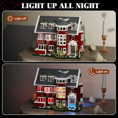 Murder House Building Set with Lights,Horror Story Movie Haunted House Building Blocks Toy,Mansion Model Kit Compatible with Lego Gift Idea for Friends and Fans 18+ (1171 PCS)