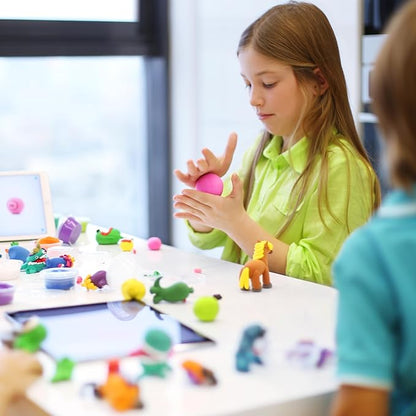 Fat Brain Toys Hey Clay Dinosaurs, Air Dry Clay Kit with Interactive App for Kids & Tweens, Modeling Clay and Crafts Set