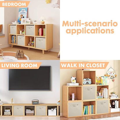 ShellKingdom Storage Bins, Foldable Fabric Storage Cubes And Cloth Storage Organizer Drawer For Closet And Toys Storage,2 Pack (Beige)