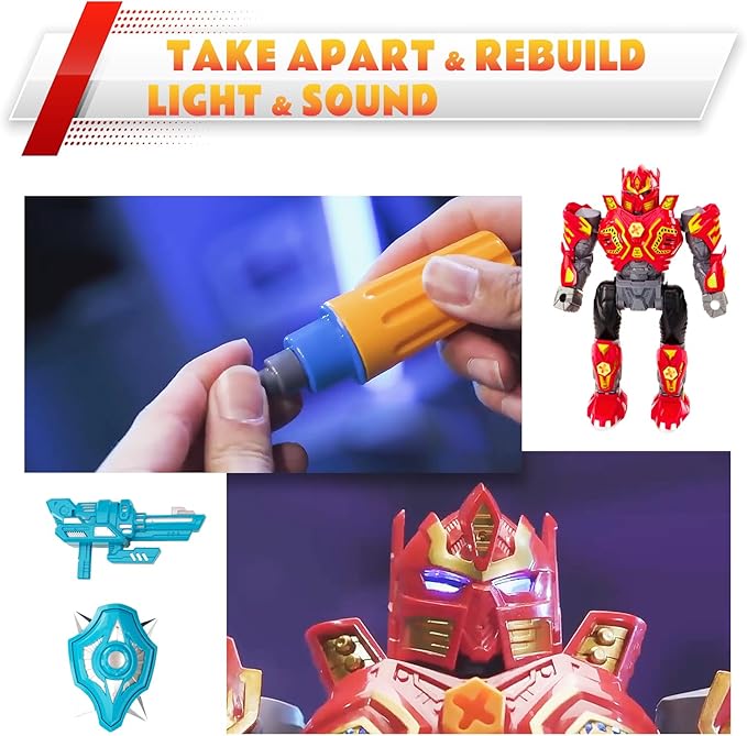 Take Apart Robot Toys for Boys, Robot Toys for 4-6 Years Old Boys, Robot Toys with Sounds, Christmas Birthday Gifts for Kids 5-12, Assembly Set with Drill