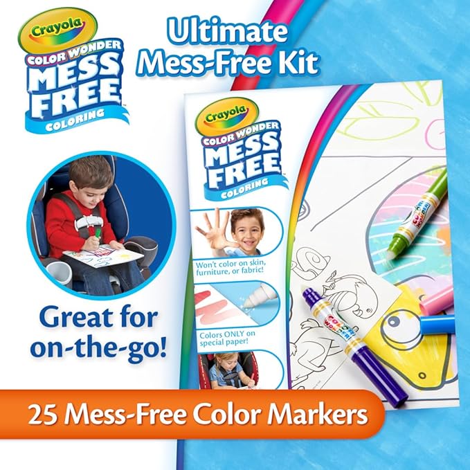 Crayola Color Wonder Mess Free Coloring Kit (50+ Pcs), Mess Free Markers, Mess Free Coloring Pages, Carrying Case, Toddler Gifts