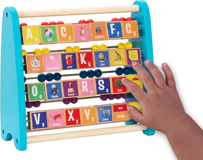Brilliant Baby® First Words Abacus | Toddler Learning Toy | Educational and Fun Wooden Abacus with Letters First Words and Colors for Early Childhood Development | Interactive Toy for Toddler and Baby