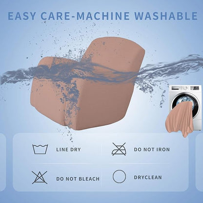 Easy-Going Oversized Recliner Stretch Sofa Slipcover Sofa Cover 1 Piece Furniture Protector Couch Soft with Elastic Bottom Kids,Polyester Spandex Jacquard Fabric Small Checks(Oversize Recliner,Pink)