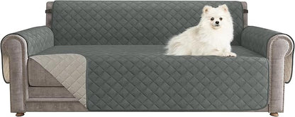 CHUN YI Couch Cover, Water Resistant Slipcover for 3 Cushion Sofa, Washable Sofa Cover with Adjustable Strap Storage Pocket for Living Room Dog Pet (Sofa, Dark Grey)