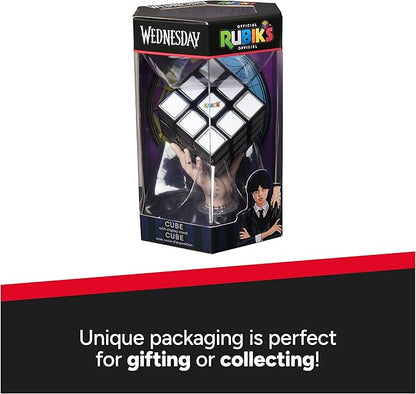 Rubik’s Cube, Wednesday Cube, Greyscale Wednesday Collectible & Desk Décor, Problem-Solving Brain Teaser, Color-Matching Puzzle, Fidget Toy & Sensory Puzzle for Adults, Teens & Kids, for Ages 8 & Up