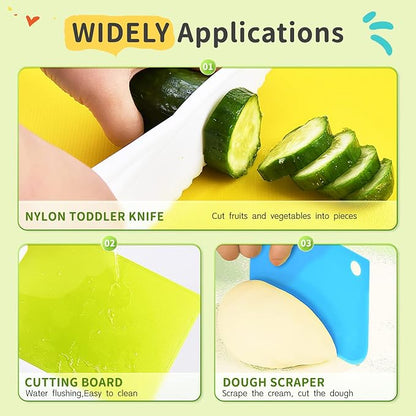 Montessori Kitchen Tool for Toddlers, Wulumu 15Pcs Kids Cooking Set Real Children Safe Kitchen Set Include Toddler Knives Cutting Boards Peeler Rolling Pin for Toddler Birthday Gift Christmas