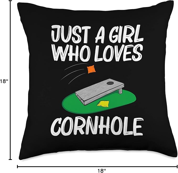Cool Cornhole Design for Girls Kids Corn Bean Bag Toss Game Throw Pillow, 18x18, Multicolor