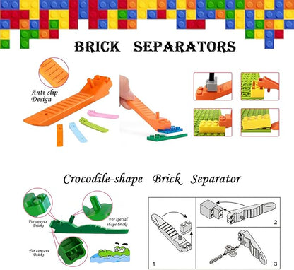 Building Blocks Tool Kit Brick Separator Tools Compatible with Lego &Technic Mini Blocks Tool Set Multi-Functional Hammer Pliers Tweezers Finger Protectors with Tin Box (Pink)