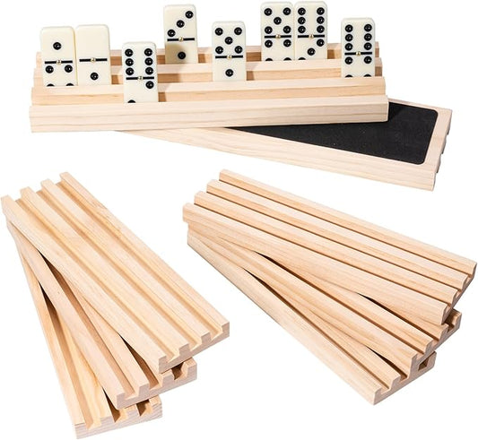 Domino Racks Trays Set of 8 - Mexican Train Dominoes Accessories - Domino Holders Organizer for Mexican Train Chickenfoot and Other Domino Games