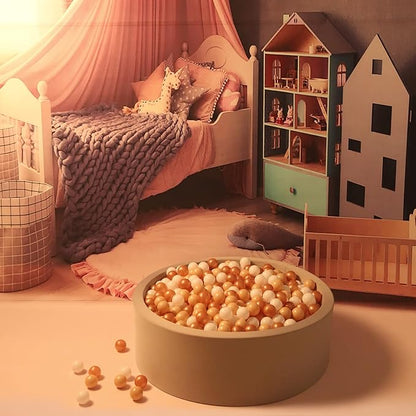 GOGOSO 100pcs Balls for Ball Pit - Plastic Balls Ocean Ball for Toddlers 1-3, 2.2inch Ball Pit Balls with Storage Bag, Pearl Coffee+Beige+White