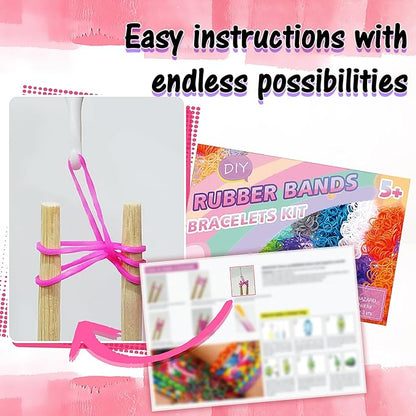 FUNZBO Rubber Band Bracelet Kit - 18000+ Loom Bracelet Kit, 32 Colors Loom Bands for Bracelets Making Kit, Rubberband Bracelets Kit Toy for Toddlers Girls Birthday Gift Age 5+ Years Old