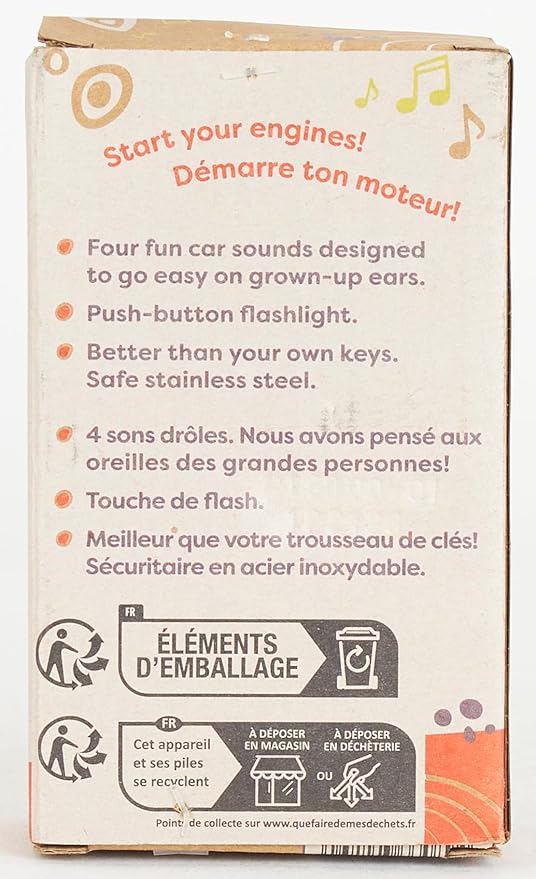 B. toys – Toy Car Keys – Key Fob with Lights & Sounds – Interactive Baby Toy – Pretend Keys for Babies, Toddlers – 10 Months + – FunKeys – Red