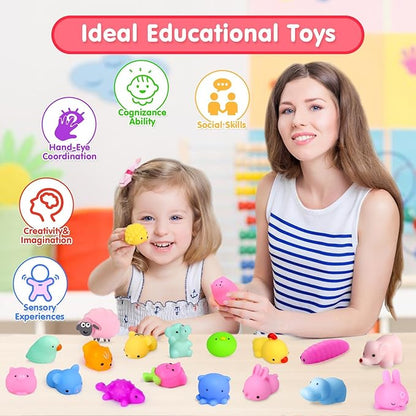 45Pcs Mochi Squishy Toys Mini Squishies Kawaii Animal Squishies Party Favors for Kids Cat Panda Unicorn Squishy Novelty Stress Relief Toys Birthday Gifts Goody Bags Class Prizes Pinata Fillers