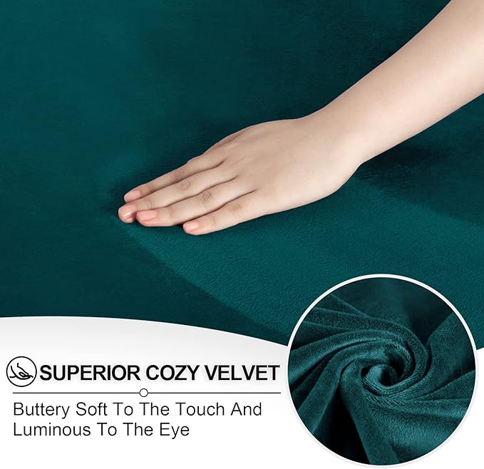 FestiCorp Recliner Chair Covers Real Velvet 4-Pieces Recliner Covers for Small Lazy Boy Recliner Chair Stretch Recliner Sofa Slipcovers Protector with Side Pocket & Elastic Bottom, Emerrald Green