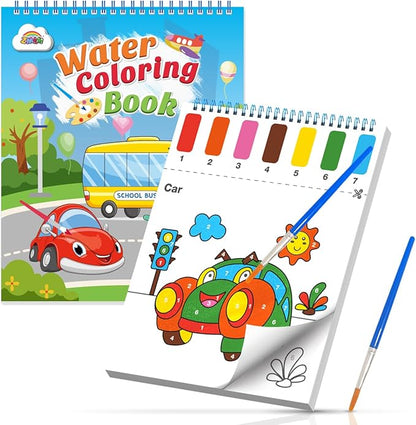 ZMLM Paint with Water Books for Kids - Easter Basket Stuffers Mess Free Coloring Activity for Toddlers - Arts & Crafts Gifts Toys for Valentines Birthday Christmas Boy Girls Ages 4 5 6 7 8(Traffic)