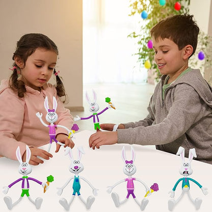 ArtCreativity Bendable Easter Bunny Figurines, Set of 8, Easter Toys for Kids with 4 Colorful Designs, Easter Basket Stuffers for Toddlers, Stress Relief Fidget Toys for Kids, Great Gift for All Ages