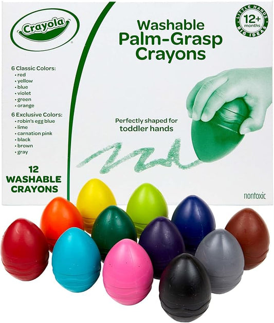 Crayola Egg Crayons (12ct), Washable Toddler Crayons, Jumbo Crayons for Toddlers, Preschool Art Supplies, Toddler Gifts, Ages 1+