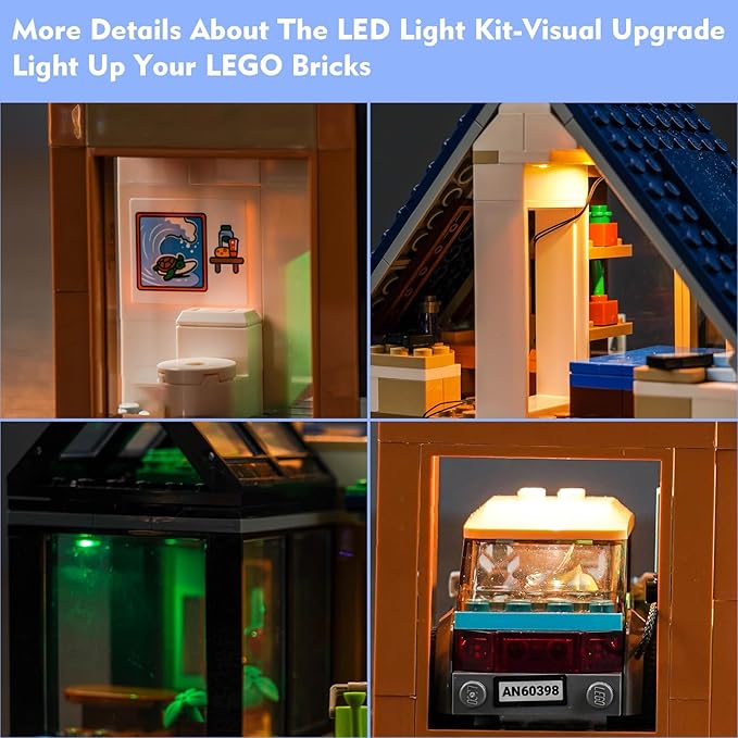 VONADO LED Light Kit Compatible with Lego City Family House and Electric Car 60398, Creative Lighting Set Accessories Compatible with Lego 60398 Building Set (Lights Only, No Models)