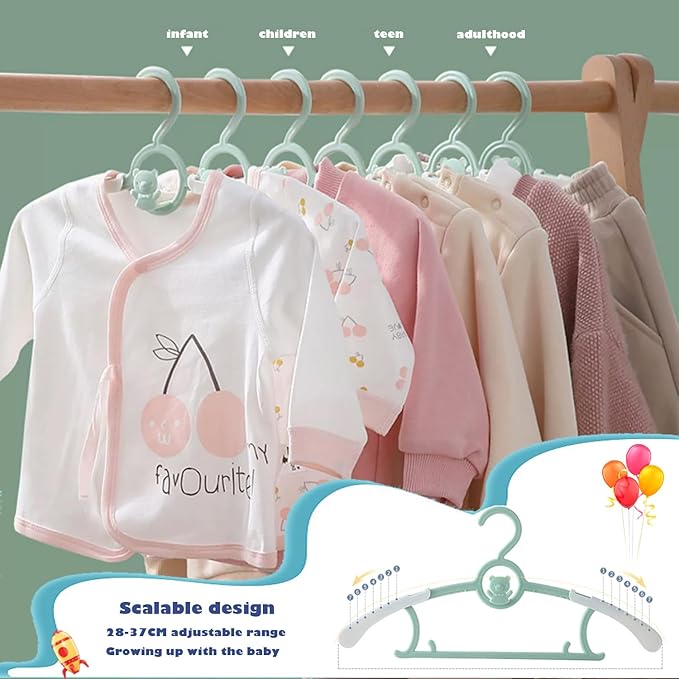 Baby Nursery Closet Hangers, Non-Slip Laundry Infant Pant Hangers for Newborn Clothes - JSF20pcs Adjustable Children Coat Hanger for Girl Boy Toddler Kids Child