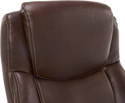 La-Z-Boy Delano Big & Tall Executive Office Chair, High Back Ergonomic Lumbar Support, Bonded Leather, Brown