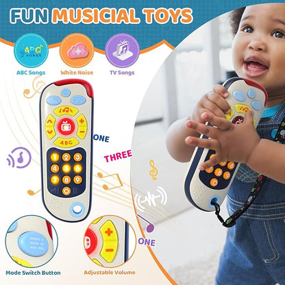 Orzbow Baby Remote Control Toy with Music, Realistic TV Remote Toy with Lights and Sounds, 3 Modes(Learning, Music, Game), Baby Sensory Toy for Toddler Infant Boy Girl Gift 1-3 Year Old, Black