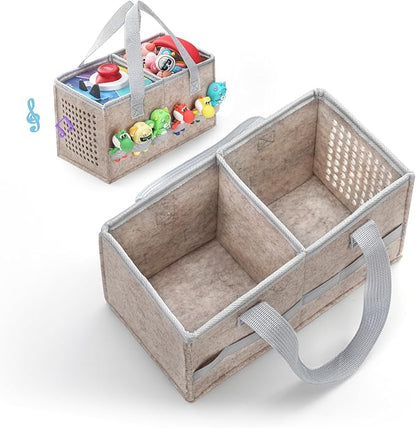 PISOSN Carrying Case for Toniebox Starter Set and Tonies Figurines, Travel Felt Cloth Musical Toy Folding Bag for Toniebox 2 & Accessories (Oatmeal)