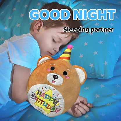 10’’ Happy Birthday Bear Plush Pillow Plush Toys for Kids Birthday Gift for Kids Toddlers