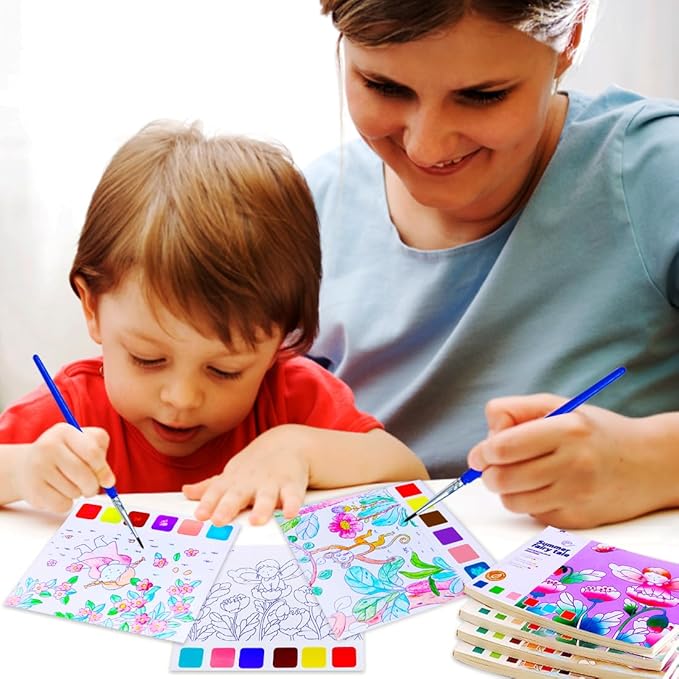 BAOXUE Water Coloring Books for Kids Ages 3 4 5 6 7 8,Pocket Watercolor Painting Book for Toddlers,Arts and Crafts for Boys Girls,Paint with Water Colors Book Kit,Kids Travel Art Set Ages 2-4