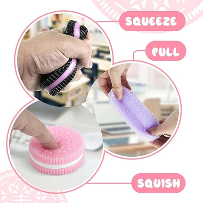 Gytera Sticky Cookie Squishies Fidget Toys Adults, Squeeze Toys Fidget Toys for Autism, Stress Balls for Adults Fidgets Birthday Easter Basket Stuffers(12 Pack Pink Black Green Purple)