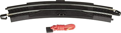 Bachmann Trains - Snap-Fit E-Z TRACK 18” RADIUS CURVED TERMINAL RERAILER w/WIRE (1/card) - STEEL ALLOY Rail With Black Roadbed - HO Scale