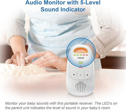VTech DM1411 Audio Baby Monitor & Portable Soother Dual-Unit Rechargeable Battery, Long Range, Soft-Glow Night Light, Soothing Sounds & Lullabies, Digital Wireless Transmission, Sound Indicator