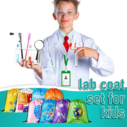 Lenwen 8 Sets Kids Science Experiment Kit with Lab Coat Scientist Costume Dress and Role Play Colorful Toys Gift for Boys Girls Kids Christmas Birthday Party
