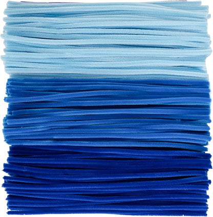 Caydo 300 Pieces Blue Pipe Cleaners, Thick Fluffy Chenille Stems, Pipe Cleaner Crafts for Arts & Crafts, Perfect for Making Animals, Flowers, and Mother's Day Decorations