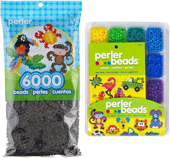 Perler Beads Fuse Beads Crafts Kit (6000pcs) + Perler 17605 Assorted Fuse Beads Kit (4001pcs)