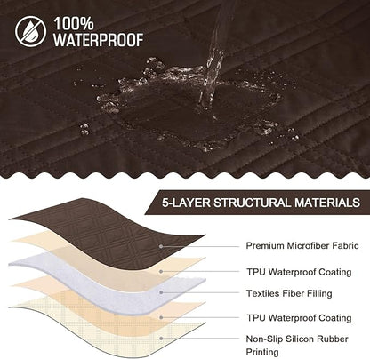 TAOCOCO 100% Waterproof Recliner Chair Cover, Small Recliner Covers for Recliner Chair with Pocket, Non Slip Reclining Chair Cover Furniture Protector for Kids, Pets(X-Small Chair, Chocolate)