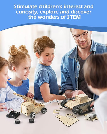 Poraxy 5 Set STEM Kits for Kids Ages 8-10, Model Car Kits, Wooden 3D Puzzles, Educational Science Experiment Kits, Building Toys for Ages 8-13, Gifts for Boys and Girls 7 8 9 10 11 12 13 Year Old