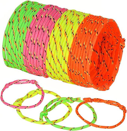 ArtCreativity Adjustable Friendship Bracelets - Pack of 144 Fabric Material Wristbands in Assorted Neon Colors - Fun Party Favor, Carnival Prize - Amazing Gift for kids, adults and pets