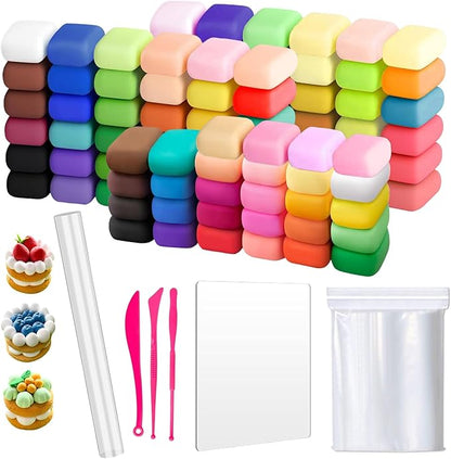 Air Dry Clay,Adult Air Dry Clay Set 100 Colors with 5 Tools and 100 Storage Bags Soft Lightweight Non Sticky DIY Modeling Clay Kit for Crafts Art Projects and Handmade Creation