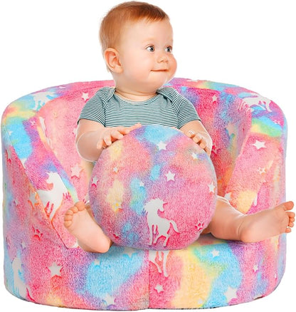 ALIMORDEN Snug-Arch Toddler Couch, Comfy Foam Baby Chair, Ergonomic Toddler Chair with a Snug Embrace Design for Boys and Girls, Unicorn