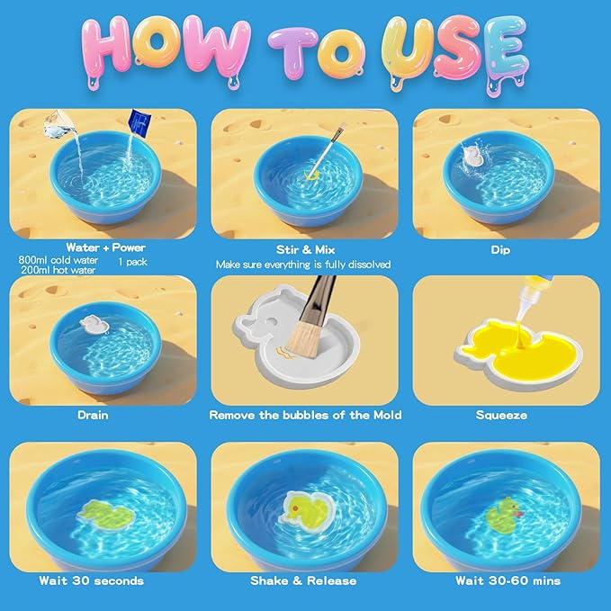 QANIY Magic Water Elf Toy Kit for Kids with 20 Gels and 24 Molds, Aqua Fairy,Fun DIY Craft Kit, Squishy Maker, Magic Water Art Kit Favors, Kids Christmas Gifts Crafts Ages 4-8